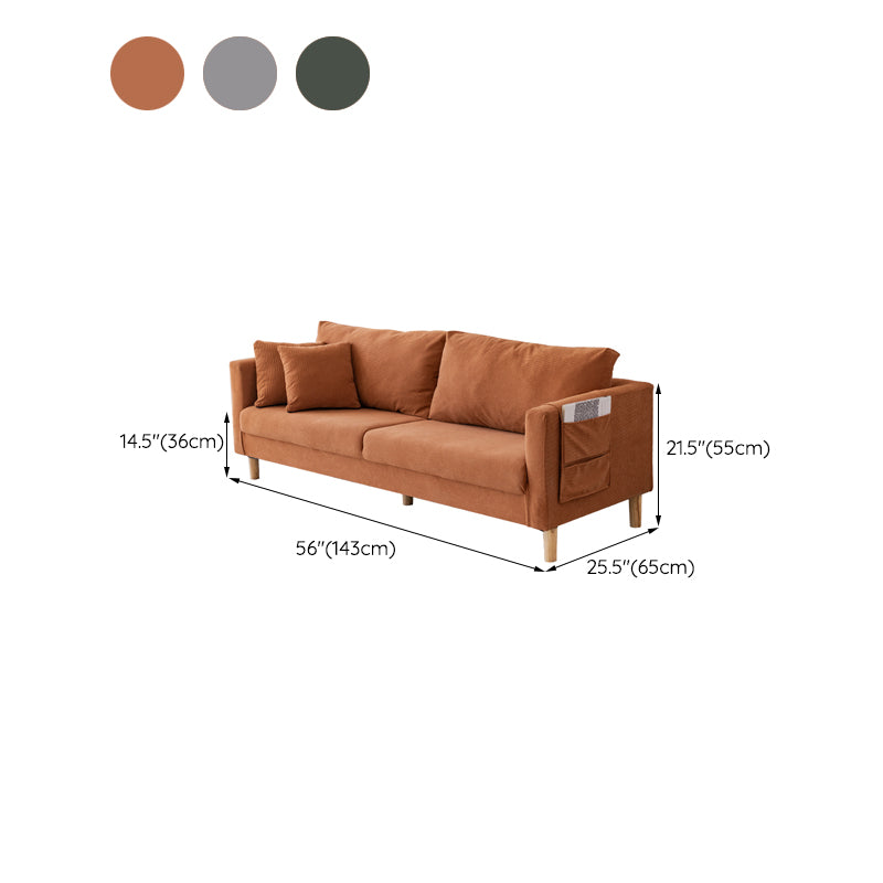 Contemporary Sofa with 2 Pillows Back and Storage in Solid Wood