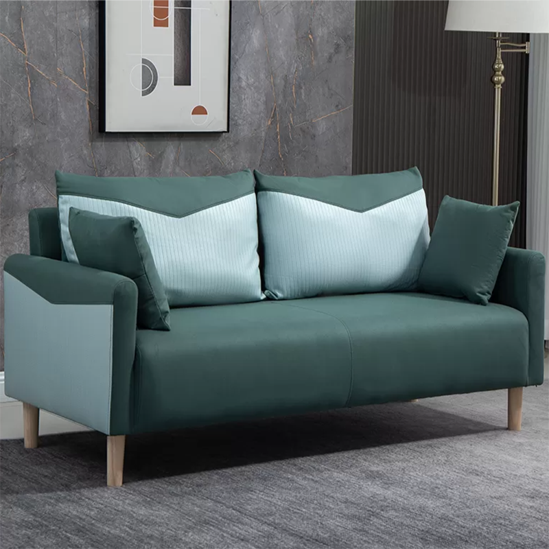 Contemporary Sofa with 2 Pillows Square Arm Living Room Seating