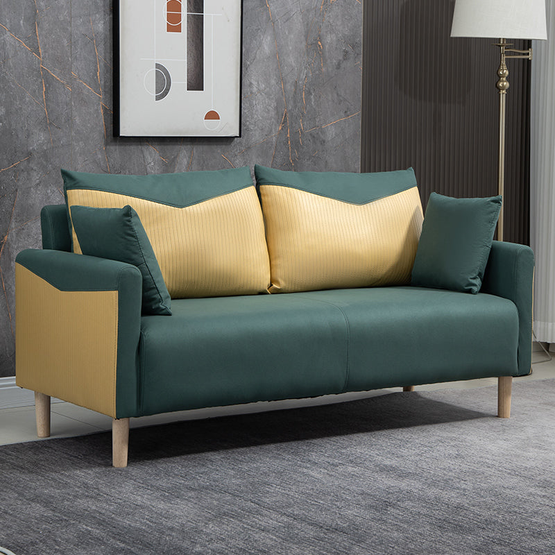 Contemporary Sofa with 2 Pillows Square Arm Living Room Seating
