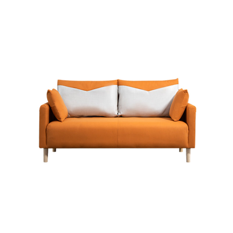 Contemporary Sofa with 2 Pillows Square Arm Living Room Seating