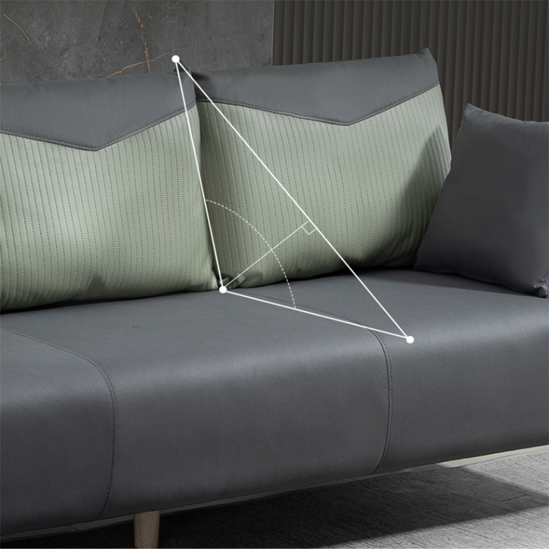 Contemporary Sofa with 2 Pillows Square Arm Living Room Seating