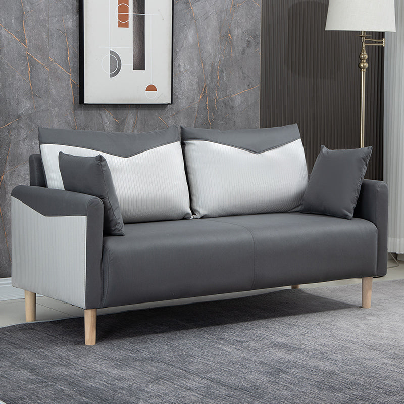 Contemporary Sofa with 2 Pillows Square Arm Living Room Seating