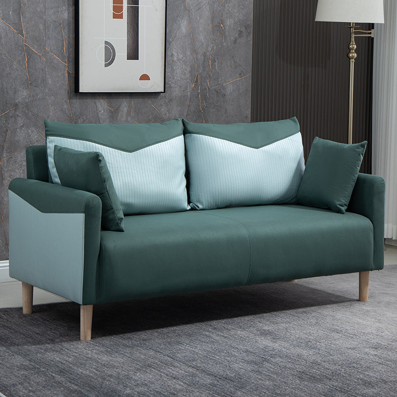 Contemporary Sofa with 2 Pillows Square Arm Living Room Seating