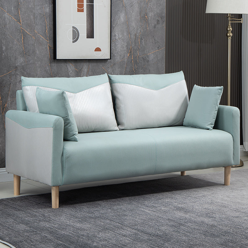 Contemporary Sofa with 2 Pillows Square Arm Living Room Seating