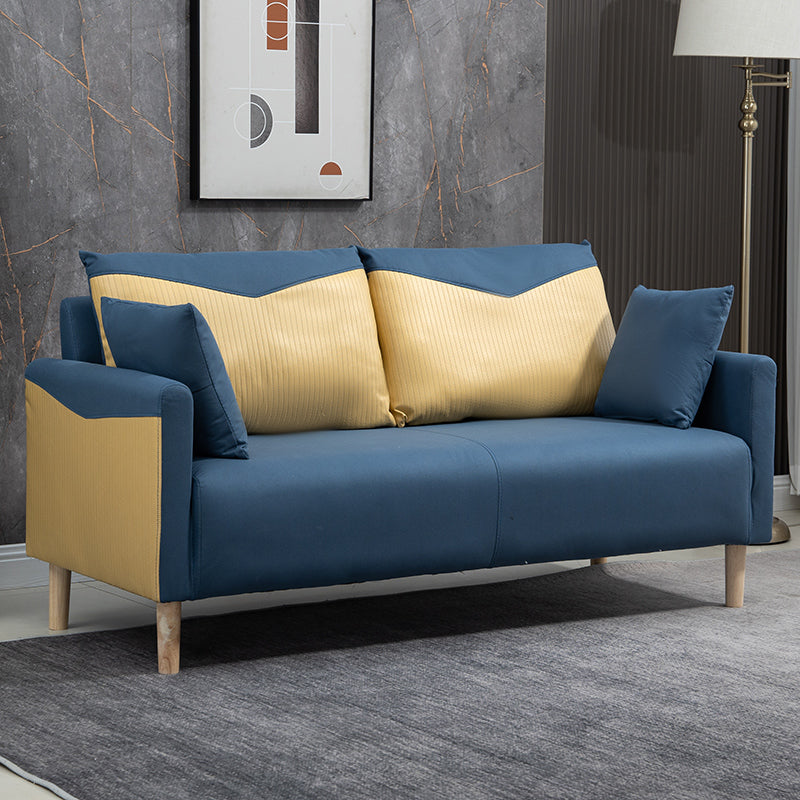 Contemporary Sofa with 2 Pillows Square Arm Living Room Seating