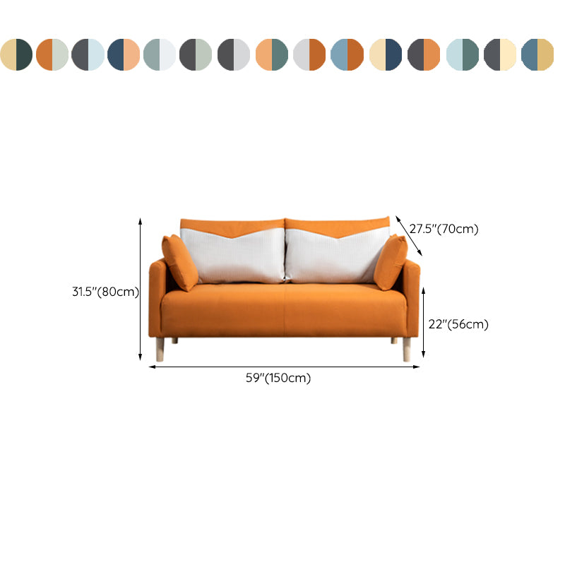 Contemporary Sofa with 2 Pillows Square Arm Living Room Seating