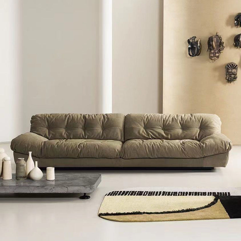 Armless Standard Sofa Tufted Split-Back Green Settee for Living Room