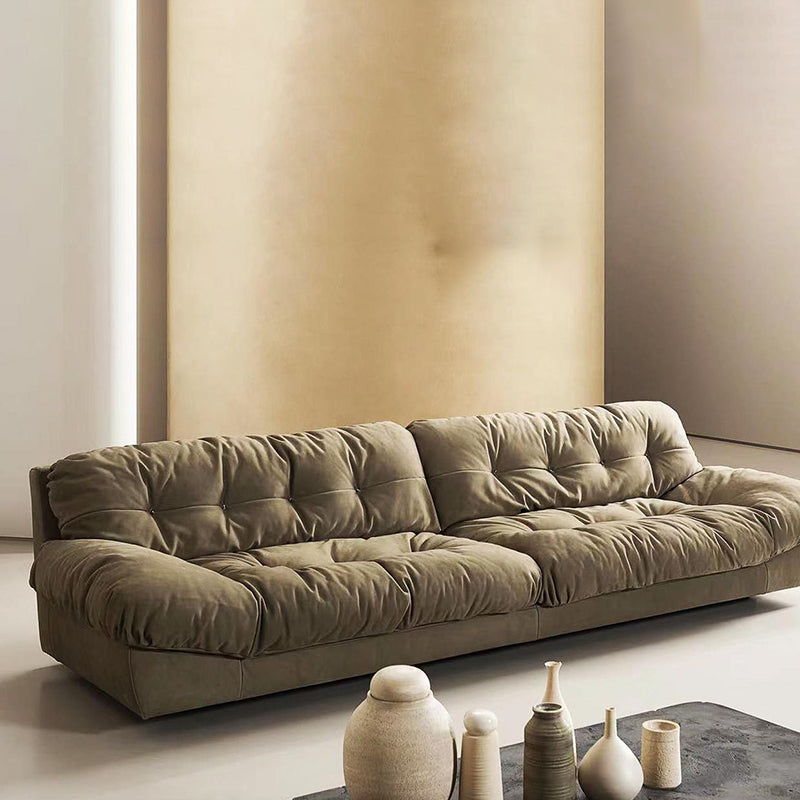 Armless Standard Sofa Tufted Split-Back Green Settee for Living Room