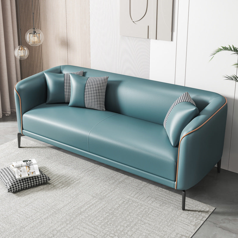 Scandinavian Faux Leather Sofa Living Room Tuxedo Arm Loveseat