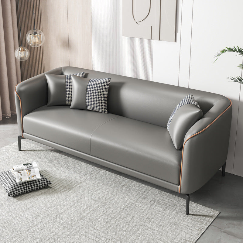Scandinavian Faux Leather Sofa Living Room Tuxedo Arm Loveseat
