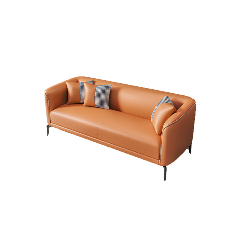 Scandinavian Faux Leather Sofa Living Room Tuxedo Arm Loveseat