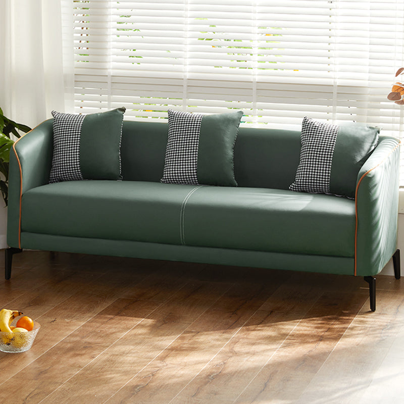 Sloped Arm Faux Leather Sofa Nordic 26" H Seating with Single Cushion