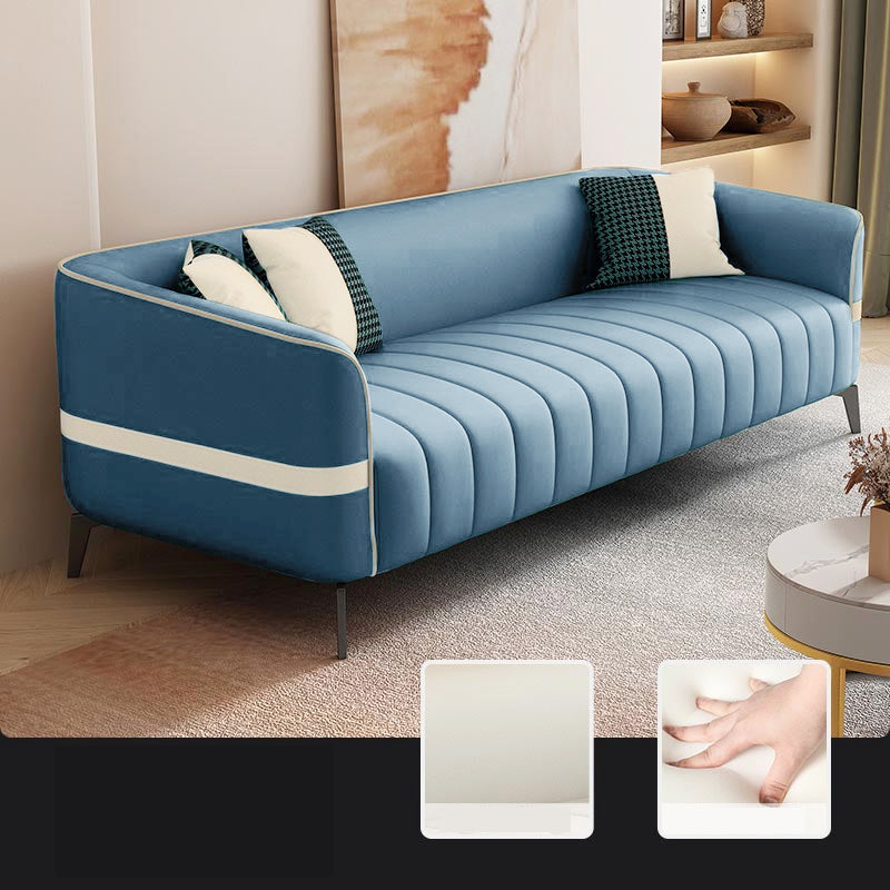 Sloped Arm Faux Leather Sofa Nordic 26" H Seating with Single Cushion