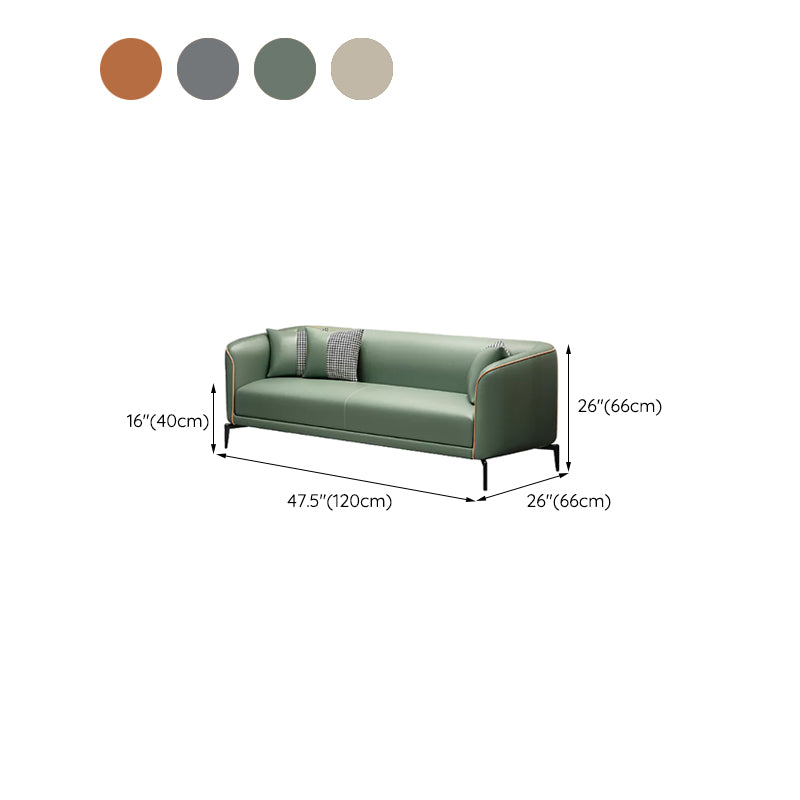 Sloped Arm Faux Leather Sofa Nordic 26" H Seating with Single Cushion
