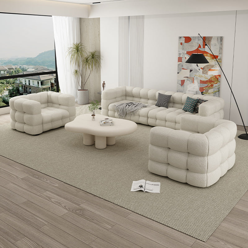 35" Wide Scandinavian Sofa Bed White Fabric Seating with Pillows