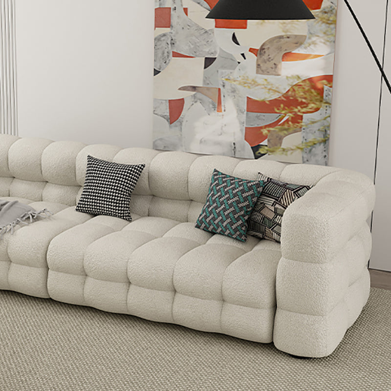 35" Wide Scandinavian Sofa Bed White Fabric Seating with Pillows