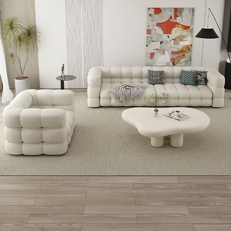 35" Wide Scandinavian Sofa Bed White Fabric Seating with Pillows