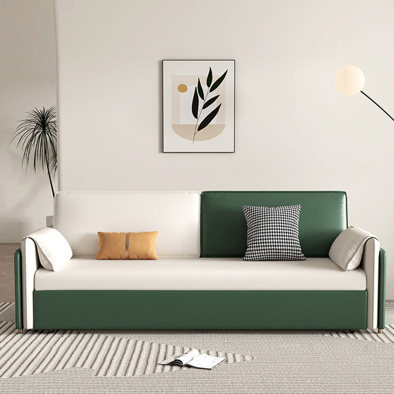 Modern Square Arms Sofa Pillows Included Solid Back Settee with Metal Legs
