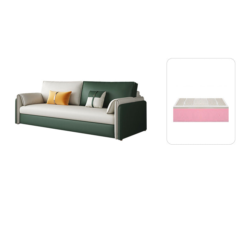 Modern Square Arms Sofa Pillows Included Solid Back Settee with Metal Legs