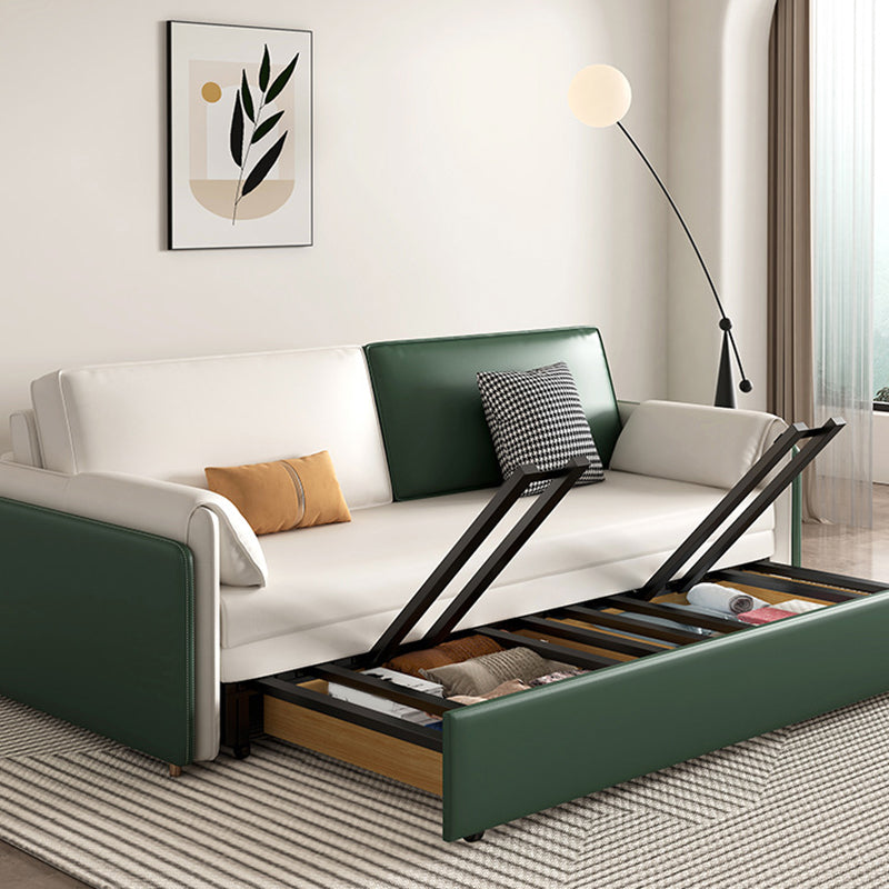 Modern Square Arms Sofa Pillows Included Solid Back Settee with Metal Legs
