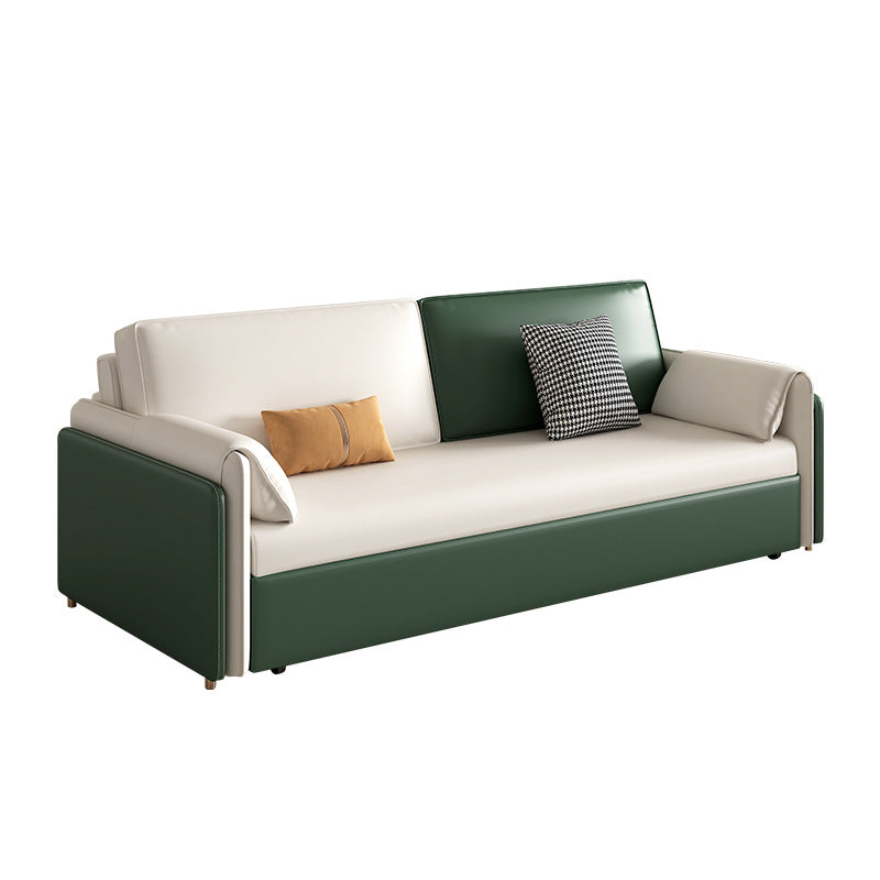 Modern Square Arms Sofa Pillows Included Solid Back Settee with Metal Legs