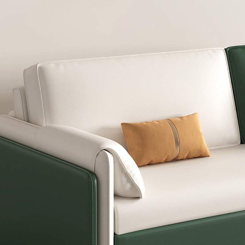 Modern Square Arms Sofa Pillows Included Solid Back Settee with Metal Legs