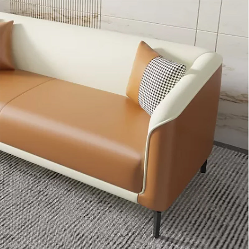 Contemporary Faux Leather Tight Back Flared Arm Living Room Seating