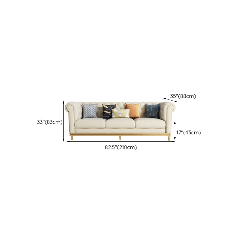 32.67" H Tufted Back Chesterfield Sofa Leather Tuxedo Arm Sofa