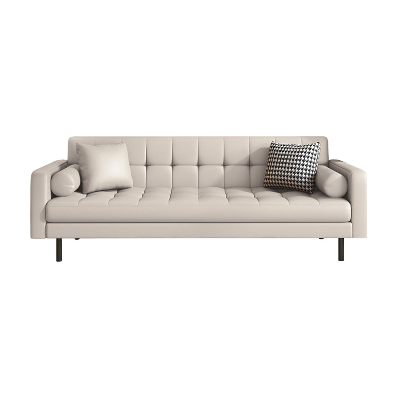 Industrial Square Arms Sofa Pillows Included Back Settee with Metal Legs