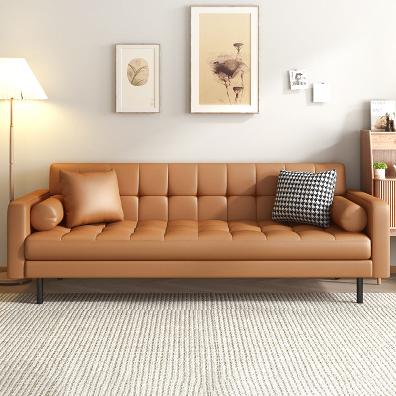 Industrial Square Arms Sofa Pillows Included Back Settee with Metal Legs