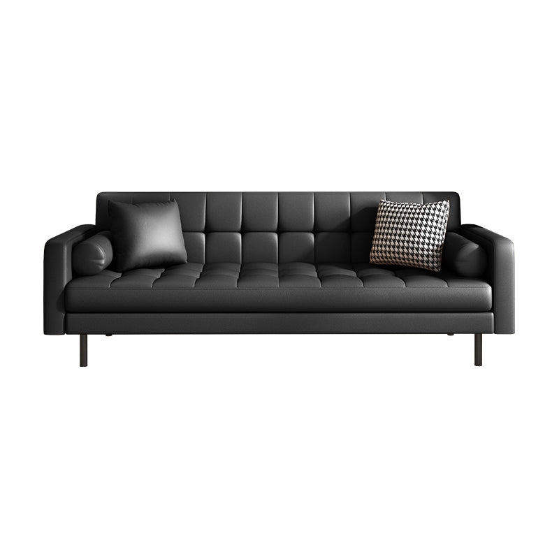 Industrial Square Arms Sofa Pillows Included Back Settee with Metal Legs
