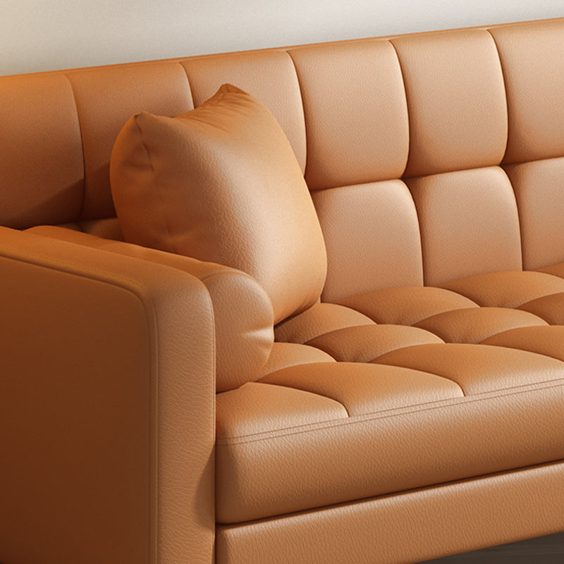 Industrial Square Arms Sofa Pillows Included Back Settee with Metal Legs
