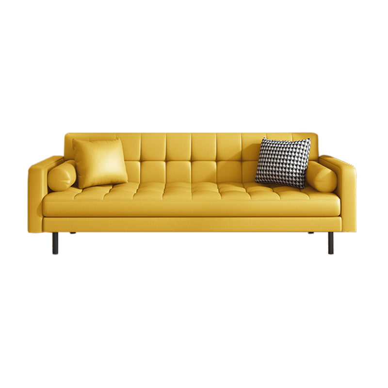 Industrial Square Arms Sofa Pillows Included Back Settee with Metal Legs