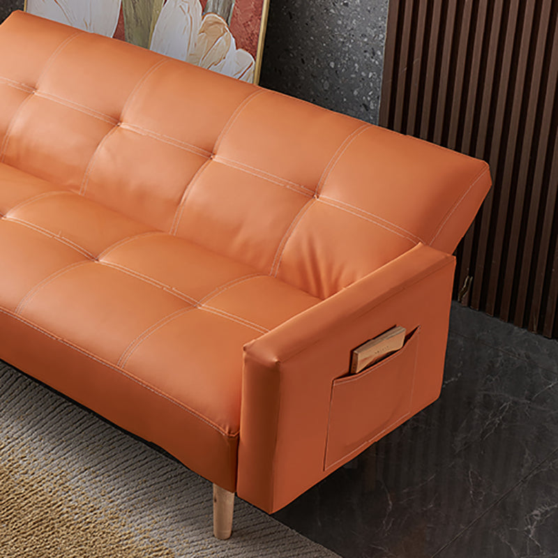 Contemporary Tufted Square Arm Living Room Faux Leather with Storage Seating