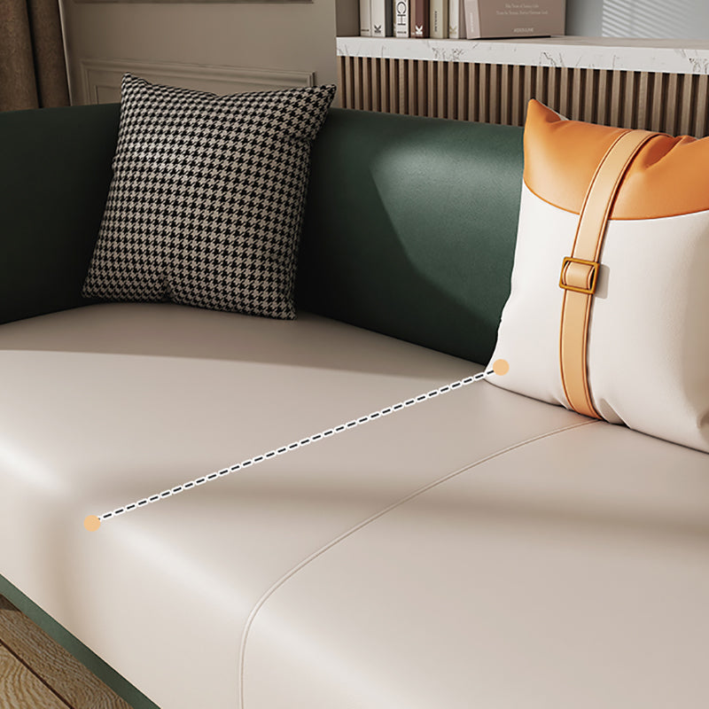 Wooden Square Arms Sofa Pillows Included Back Settee with Metal Legs