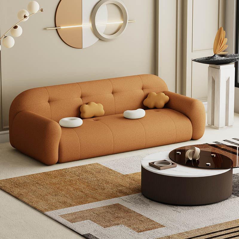 Modern Solid Color Settee Stationary Leather Sofa for Living Room