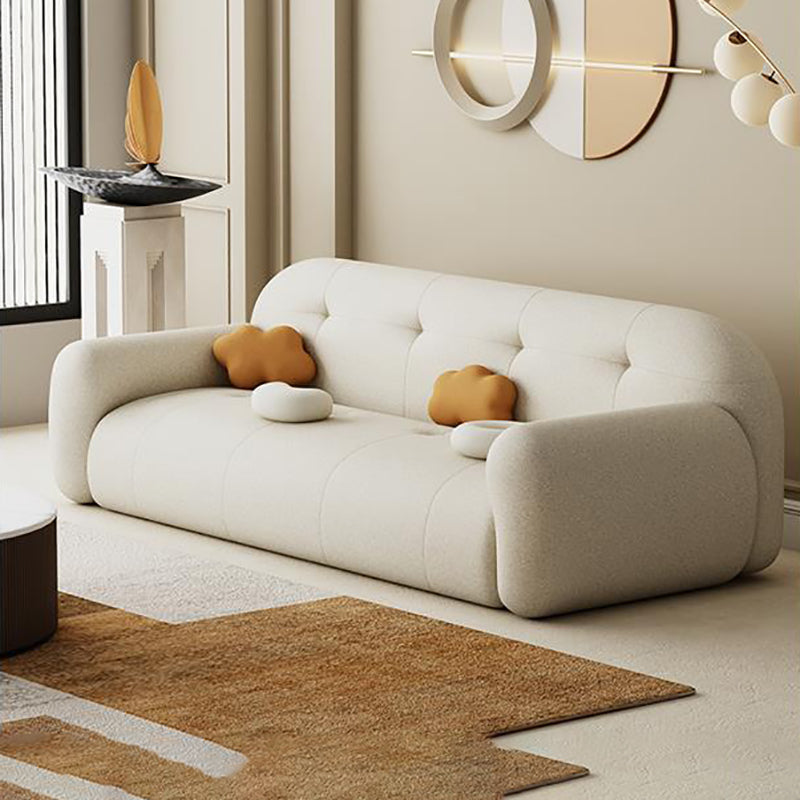 Modern Solid Color Settee Stationary Leather Sofa for Living Room