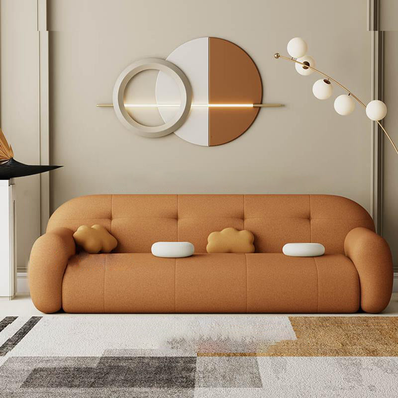 Modern Solid Color Settee Stationary Leather Sofa for Living Room
