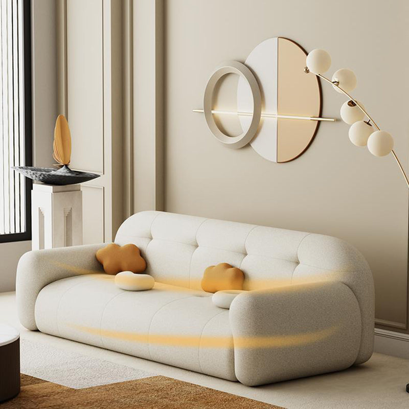 Modern Solid Color Settee Stationary Leather Sofa for Living Room