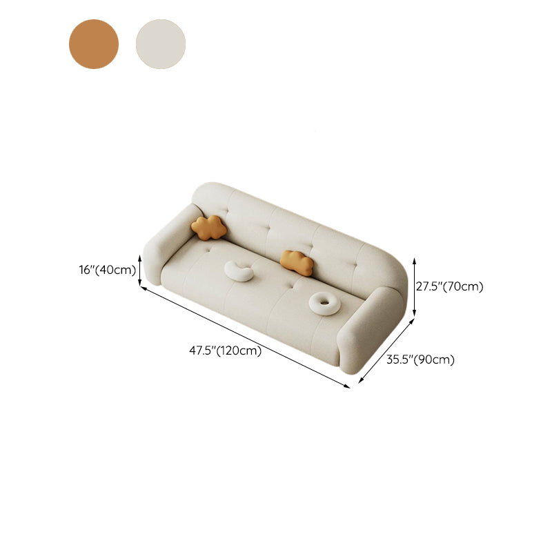 Modern Solid Color Settee Stationary Leather Sofa for Living Room