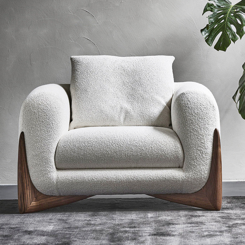 Contemporary Solid Color Settee Foam Single Cushion Seat Sofa for Living Room