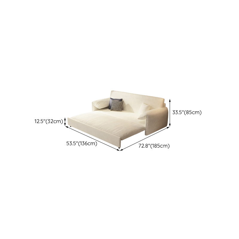 Faux Leather Sofa Bed Convertible with Storage Sofa in Beige