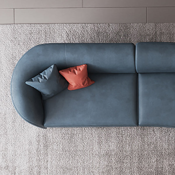 Solid Color Stain Resistant Sofa Contemporary Curved Loveseat for Apartment