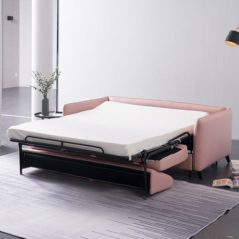 Solid Color Sofa Bed Leather Sofa Square Arm Sofa Bed for Apartment
