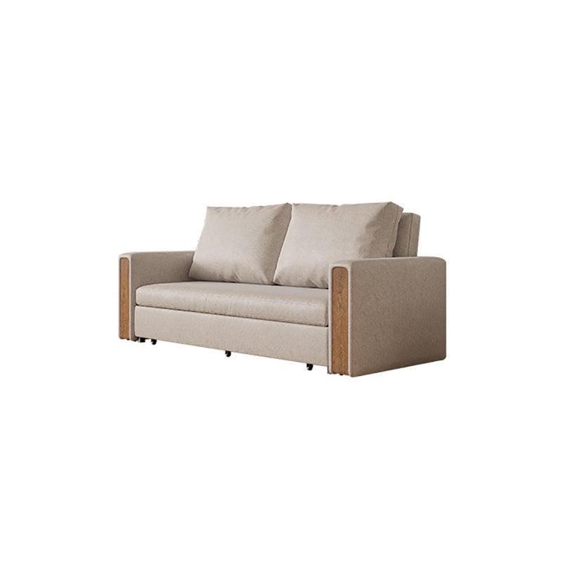 Leather Square Arm Sofa Bed Solid Color Storage Sofa Bed for Apartment