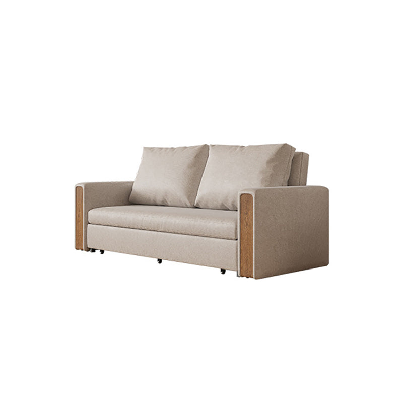 Leather Square Arm Sofa Bed Solid Color Storage Sofa Bed for Apartment