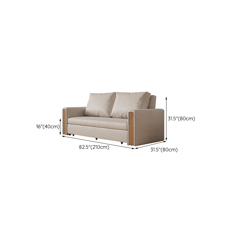 Leather Square Arm Sofa Bed Solid Color Storage Sofa Bed for Apartment