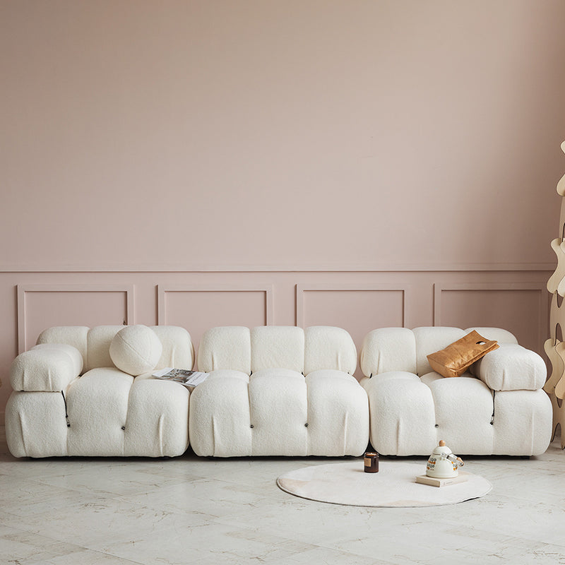 Foam Scratch Resistant Settee White Tight Seat Sofa with Nailhead