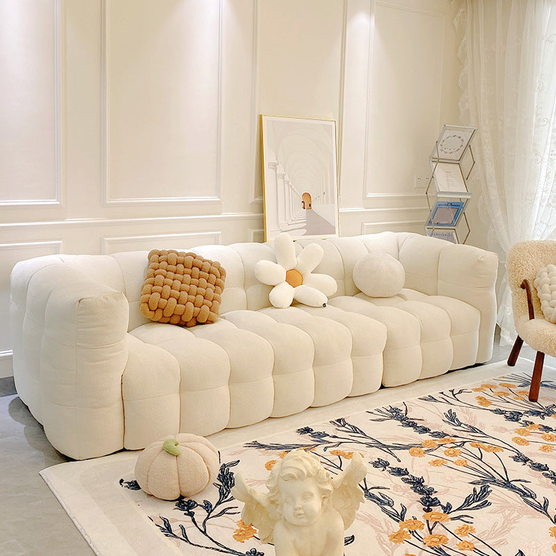 Foam Scratch Resistant Settee White Tight Seat Sofa with Nailhead