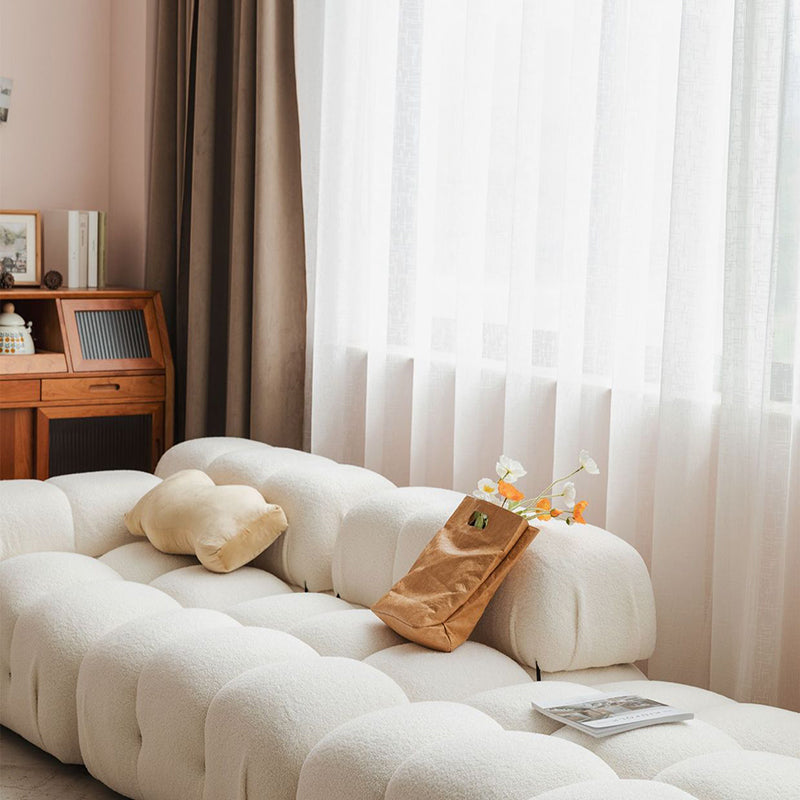 Foam Scratch Resistant Settee White Tight Seat Sofa with Nailhead